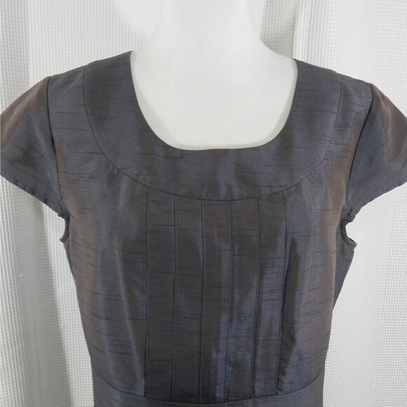 BANANA REPUBLIC! IRIDESCENT LAVENDER GRAY SHEATH STYLE SHANTUNG DRESS! SZ XL - Picture 5 of 10